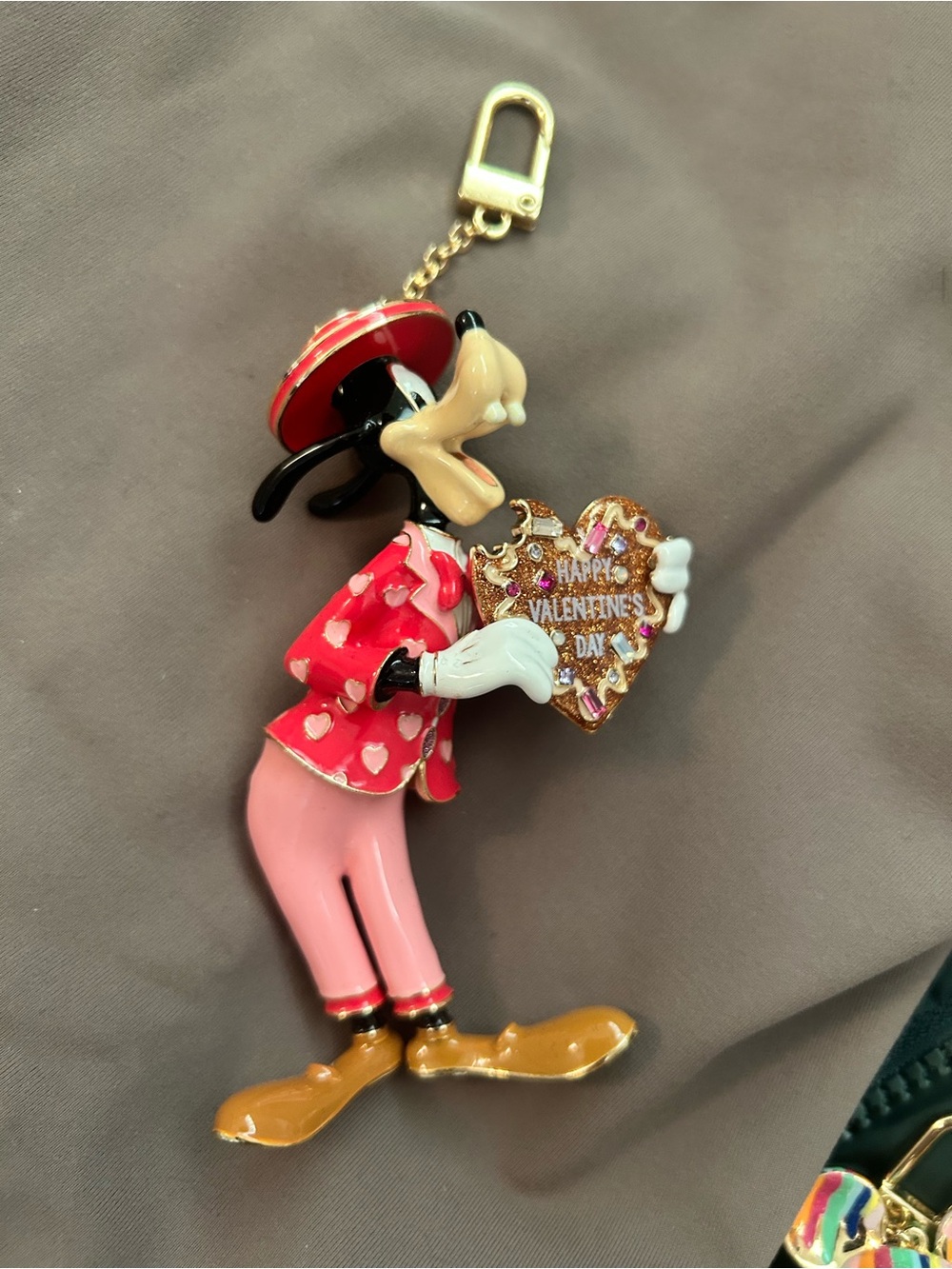 Goofy Valentine Heart Keychain - Pink & Red Heart Design